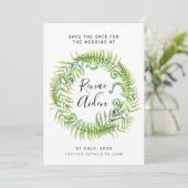 Fern Greenery Wedding Bewaar de datum, Tropisch Save The Date (Staand voorkant)