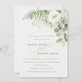 Fern Greenery White Floral Couples Shower Invite Bedankkaart (Voorkant)