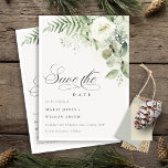 Fern Greenery White Floral Save the Date Invite Bedankkaart<br><div class="desc">Als u nog meer aanpassingen nodig hebt,  kunt u mij op yellowfebstudio@gmail.com vrij klikken.</div>