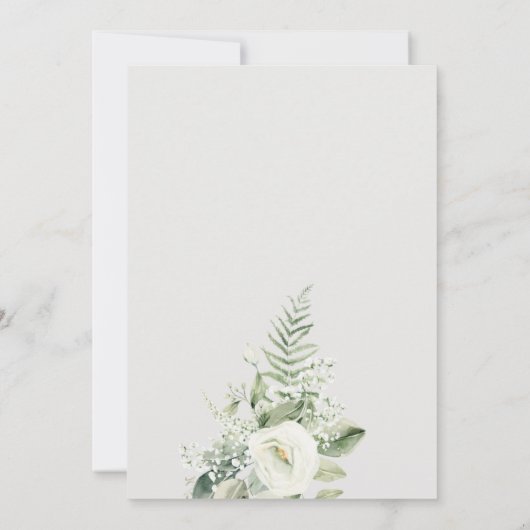 Fern Greenery White Floral Save the Date Invite Bedankkaart (Achterkant)