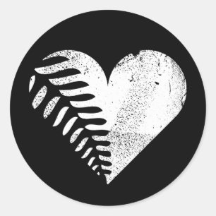 Fern Heart Dark Ronde Sticker