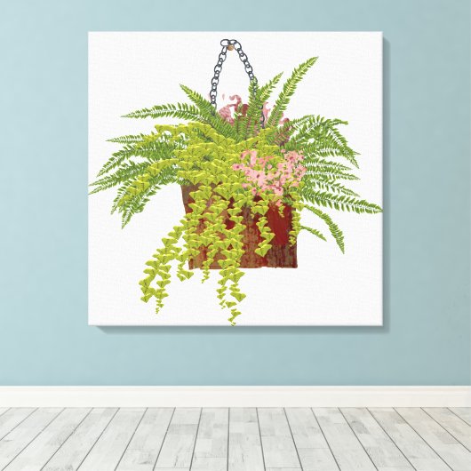 Fern Ivy Hanging Plant Botanical Illustration Art  Canvas Afdruk (Insitu (Houten vloer))