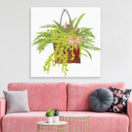 Fern Ivy Hanging Plant Botanical Illustration Art  Canvas Afdruk