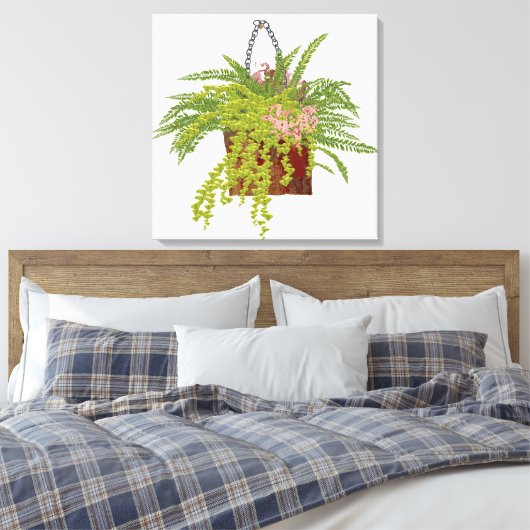 Fern Ivy Hanging Plant Botanical Illustration Art  Canvas Afdruk (Insitu (Slaapkamer))