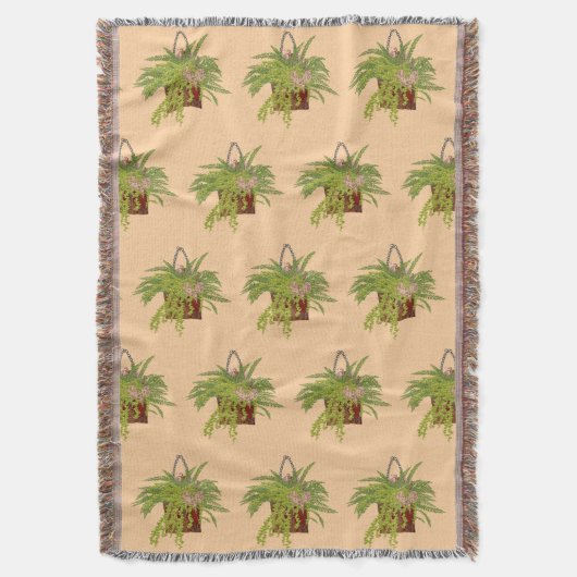 Fern Ivy Hanging Plant Botanical Illustration Art Deken (Voorkant Verticaal)