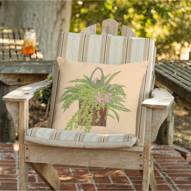 Fern Ivy Hanging Plant Botanische Illustratie Kuns Buitenkussen (Stoel)