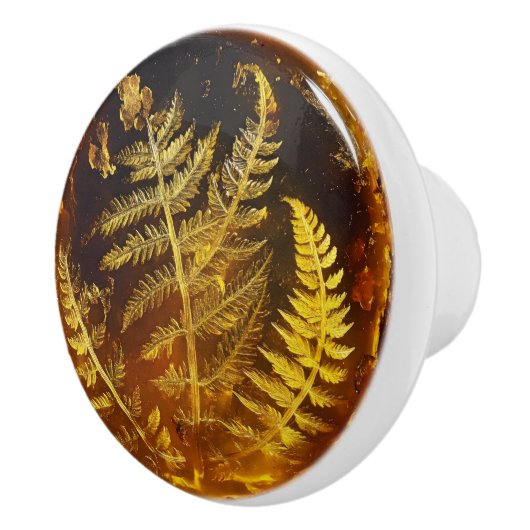 Fern Leaf Amber Pattern Keramische Knop (Rechts)