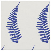 Fern Leaf Blue op White Background Fabric
