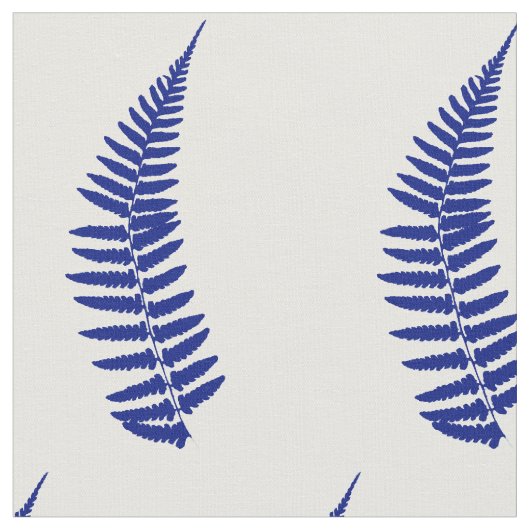 Fern Leaf Blue op White Background Fabric Stof (Close Up)