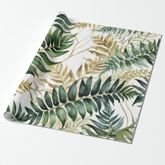 Fern leaf luxe Gold lijn Cadeaupapier (Uitgerold)