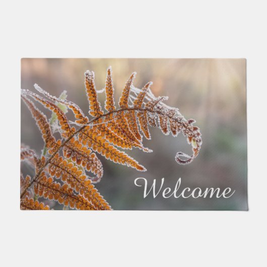 Fern Leaf met Icy Frost in een koude Natuur - Deurmat (Voorkant)