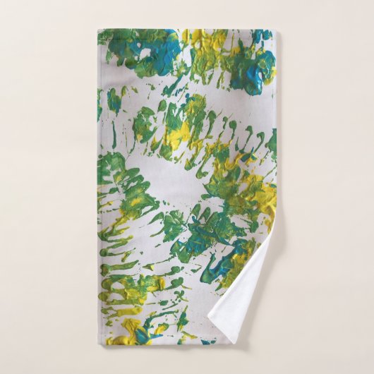 Fern Leaf Print Green Painting Fiber Art Bad Handdoek (Handdoek)