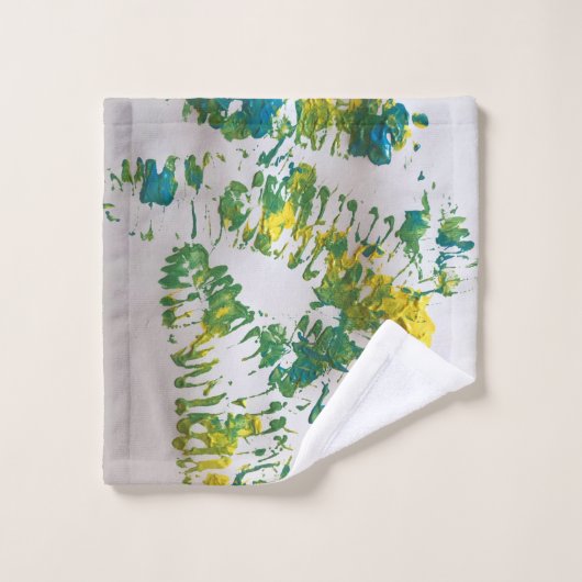 Fern Leaf Print Green Painting Fiber Art Bad Handdoek (Wasdoekje)
