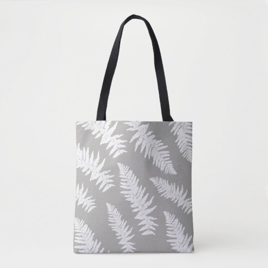 Fern Leaf Print Grey Canvas tas (Voorkant)