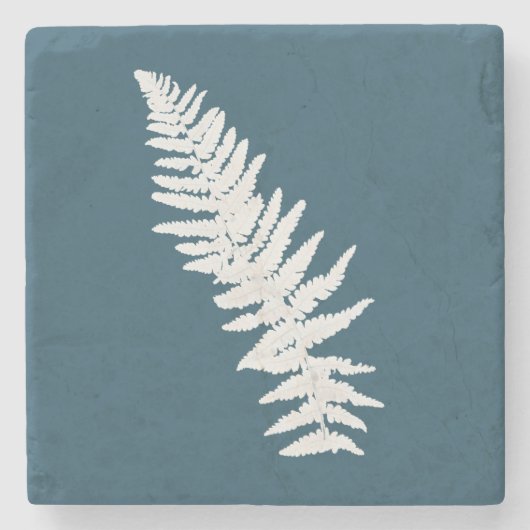 Fern Leaf Waterverf Blue Stone Onderzetter (Voorkant)