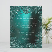 Fern Leafs Framed Crystals Blauwgroen Aquatic Form Kaart (Staand voorkant)