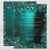 Fern Leafs Framed Crystals Blauwgroen Aquatic Form Kaart (Voorkant / Achterkant)