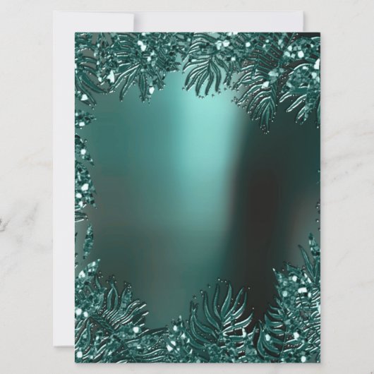 Fern Leafs Framed Crystals Blauwgroen Aquatic Form Kaart (Achterkant)