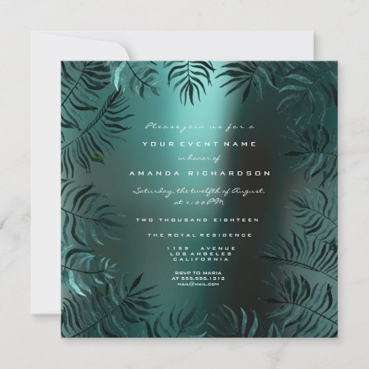 Fern Leafs Framed Crystals Blauwgroen Aquatic Luxu Kaart (Voorkant)