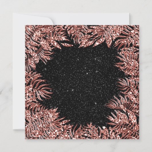 Fern Leafs Lijst Roos Gold Copper Black Glitter Kaart (Achterkant)