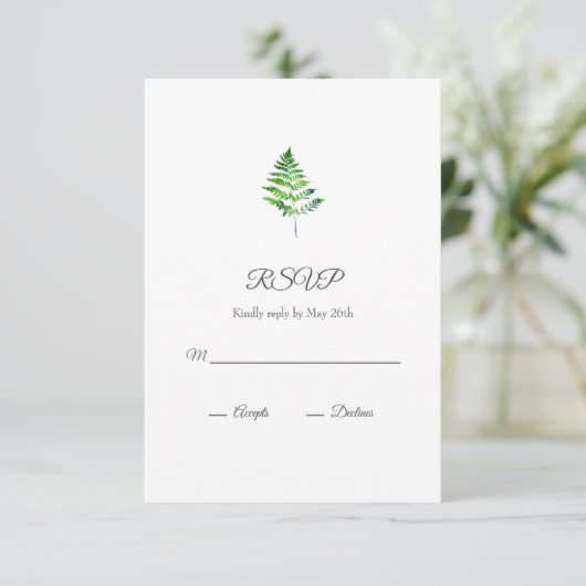 Fern Leaves RSVP Kaartje (Staand voorkant)