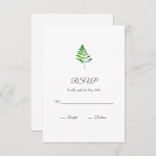 Fern Leaves RSVP Kaartje (Voorkant / Achterkant)