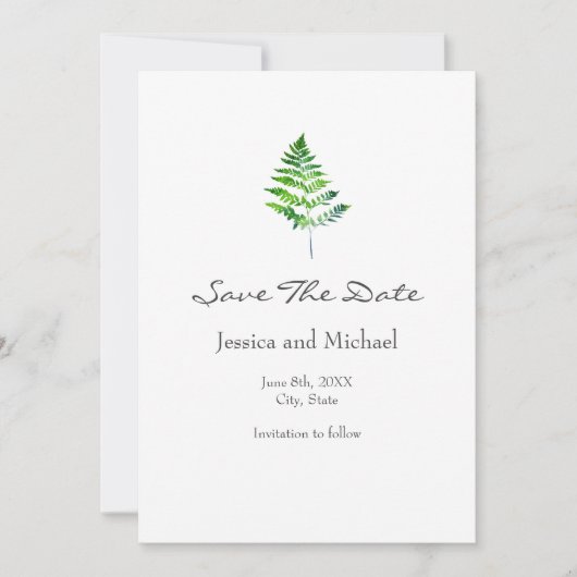 Fern Leaves Save The Date (Voorkant)