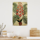 Fern met rode en gele bloemen poster (Keuken)