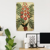 Fern met rode en gele bloemen poster (Thuiskantoor)
