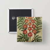 Fern met rode en gele bloemen vierkante button 5,1 cm (Voorkant /achterkant)