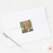 Fern met rode en gele bloemen vierkante sticker (Envelop)