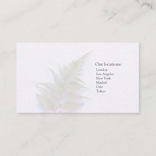 Fern op blauwe penseelstreken visitekaartje (Achterkant)