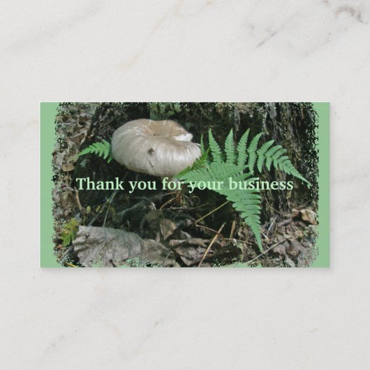 Fern & paddenstoel op Stump Visitekaartje (Achterkant)