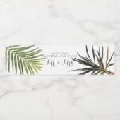 Fern Palm Tree Tropical Wedding Beverage Label Waterfles Etiket (Enkel label)