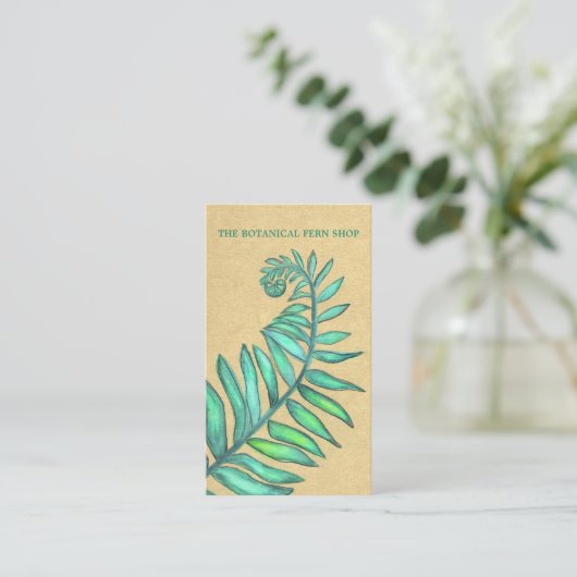 Fern Pastel Blue Fiddlehead Visitekaartje (Staand voorkant)
