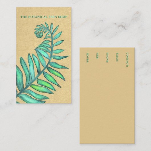Fern Pastel Blue Fiddlehead Visitekaartje (Voorkant / Achterkant)