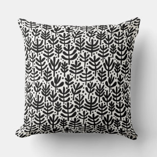 Fern Pattern - Black and White Kussen