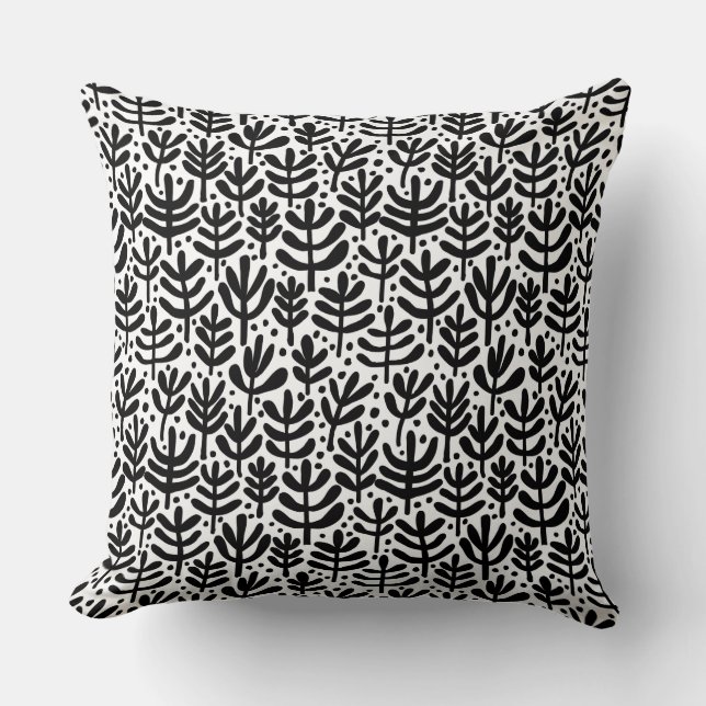 Fern Pattern - Black and White Kussen (Voorkant)