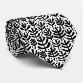 Fern Pattern - Black and White Stropdas (Opgerold)