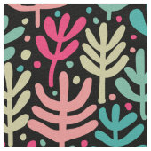 Fern Pattern - Vijf kleuren op zwart Stof (Close Up)