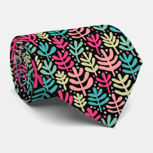 Fern Pattern - Vijf kleuren op zwart Stropdas