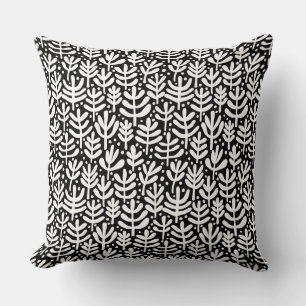 Fern Pattern - White on Black Kussen