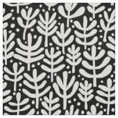 Fern Pattern - White on Black Stof (Swatch)