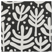 Fern Pattern - White on Black Stof (Close Up)