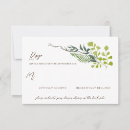 Fern Pepper Tree Leaves Garden Wedding RSVP Kaartje
