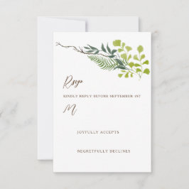 Fern Pepper Tree Leaves Garden Wedding Verticaal RSVP Kaartje
