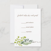 Fern Pepper Tree Leaves Garden Wedding Verticaal RSVP Kaartje (Achterkant)