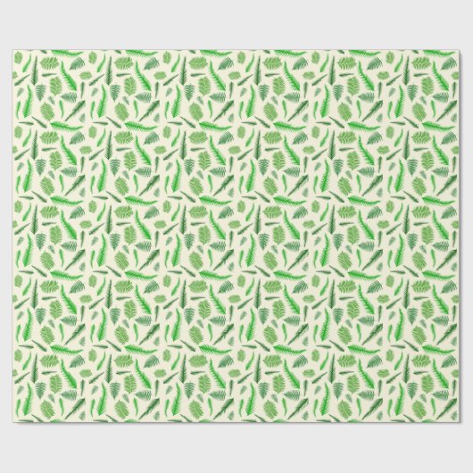 Fern Plant Frond Leaves Pattern Cadeaupapier (Vlak)
