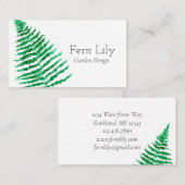 Fern Plant Waterverf Botanische Illustratie Visitekaartje (Voorkant / Achterkant)