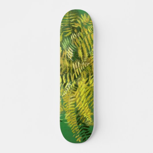 Fern, schijfjes, groene goudgele groen persoonlijk skateboard (Voorkant)